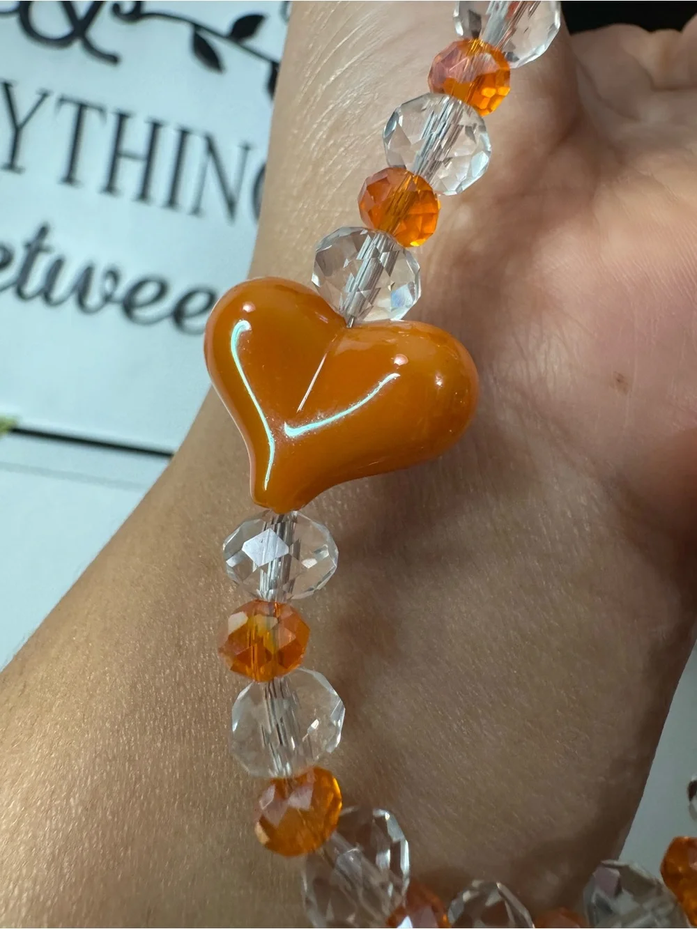 Bling Bling Crystal with Orange Hearts Phone/Key/Bag Chain #P1106